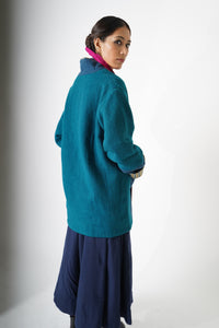 Lapel Teal Jacket Blue Indigo Shades