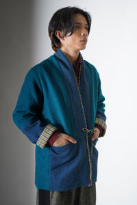 Lapel Teal Jacket Blue Indigo Shades